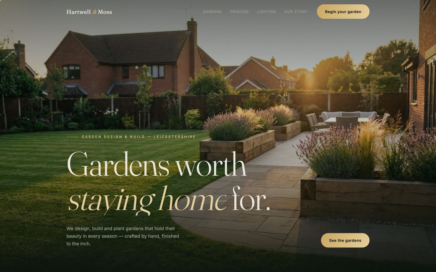 The Hartwell Moss landscaping website homepage