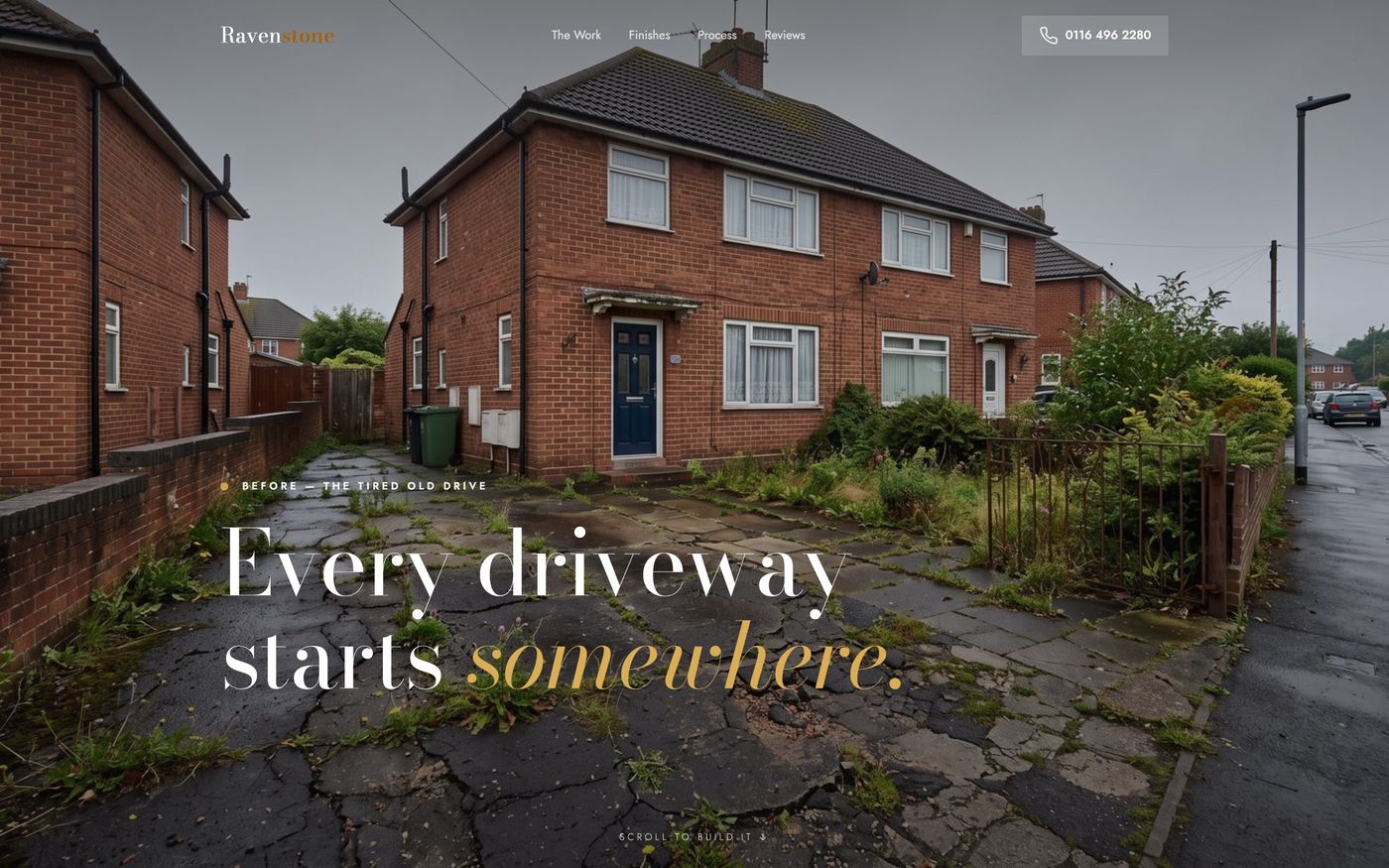 The Ravenstone Driveways website shown on a laptop screen