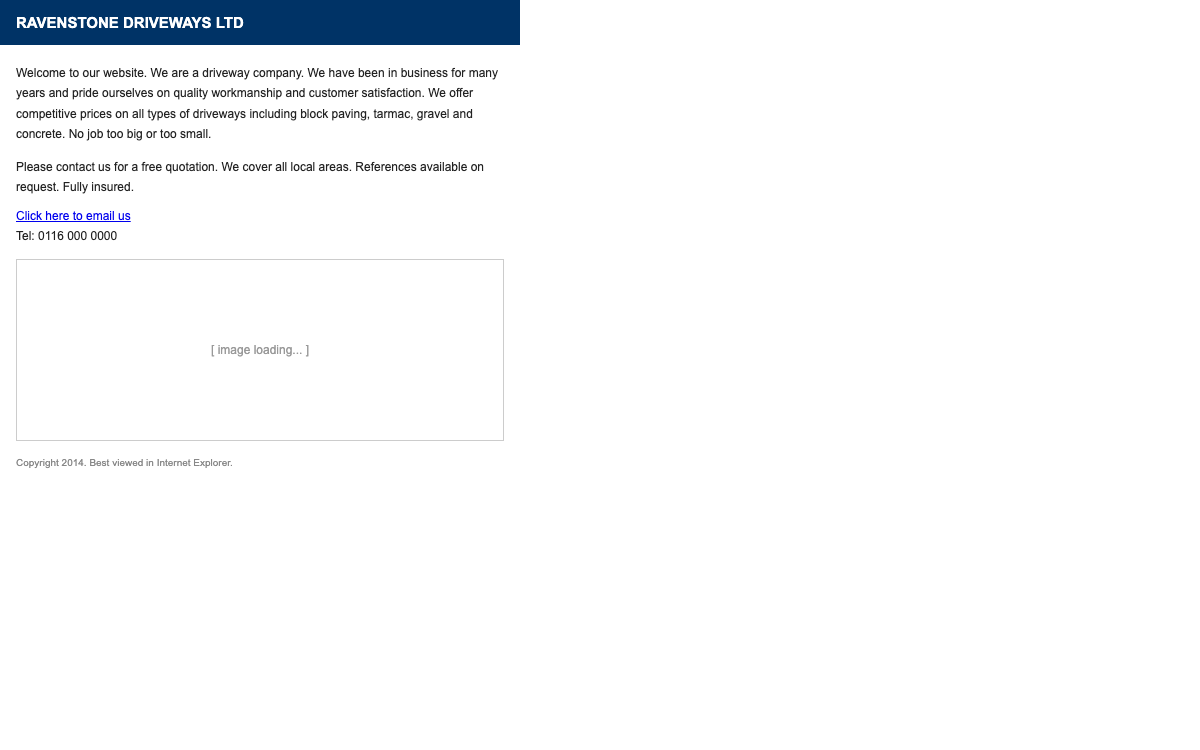 A dated, wordy trade website